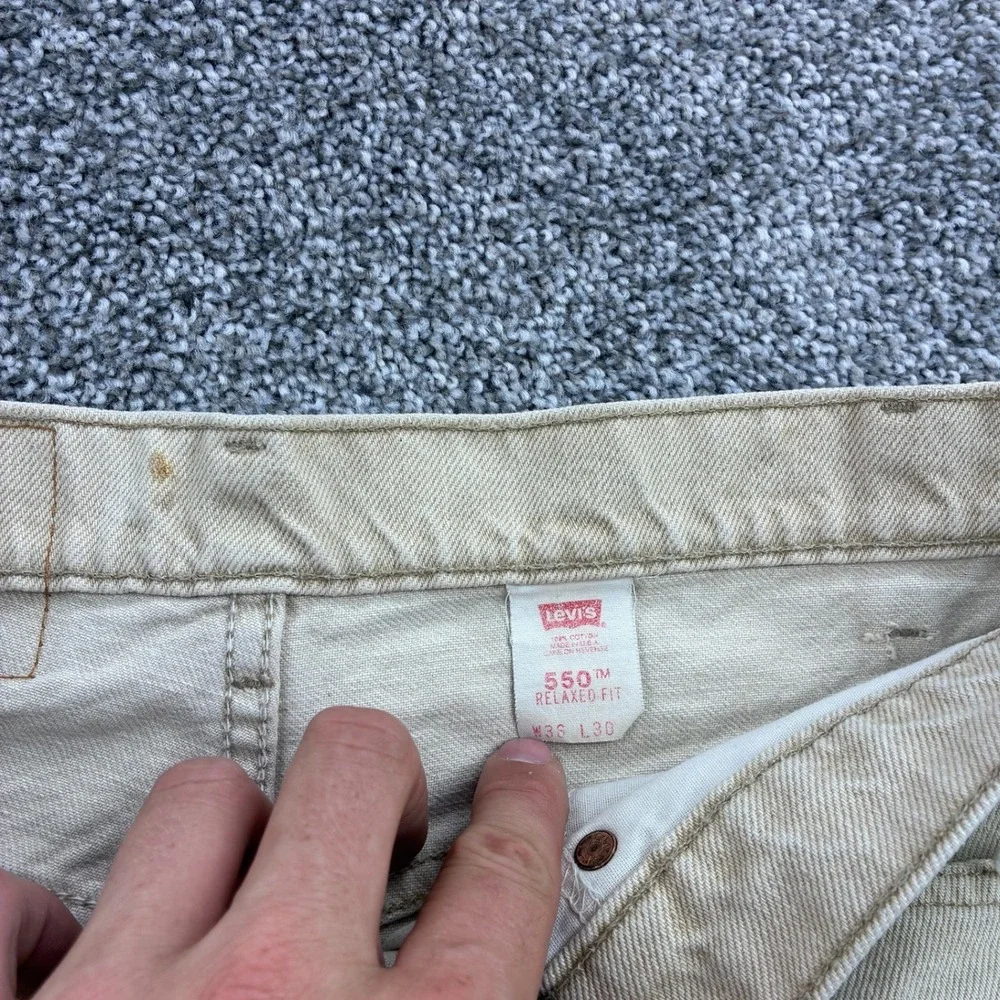 Vintage Levi's 550 Jeans Mens 36x30 Beige Cotton Relaxed Orange Tab USA Made